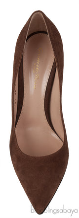 Brown Suede Pointed Toe Heels