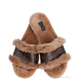 Louis Vuitton Cognac Monogram Mink Fur Slides