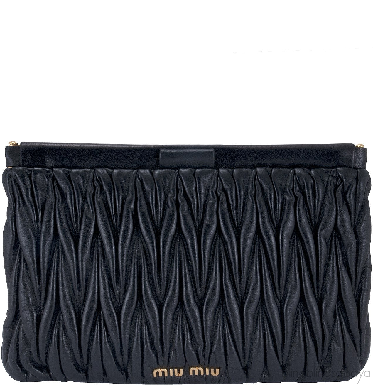 Black Matelasse Leather Clutch