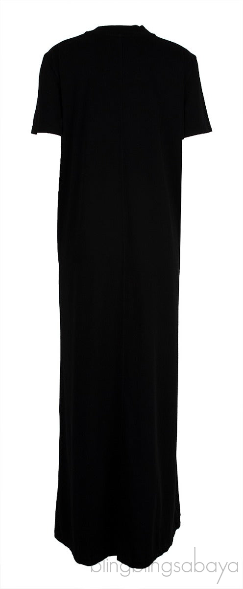 Black Cotton Plain Maxi Dress