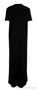Black Cotton Plain Maxi Dress