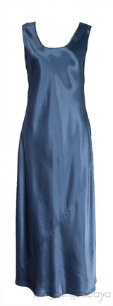 Capua Sleeveless Satin Blue Grey Midi Dress