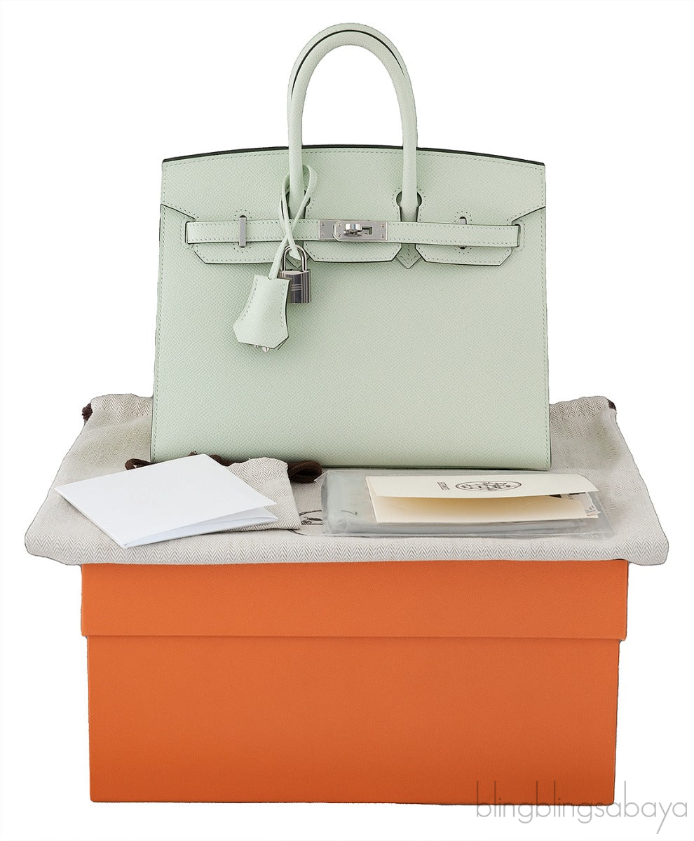 Birkin 25 Sellier Epsom Vert Fizz PHW