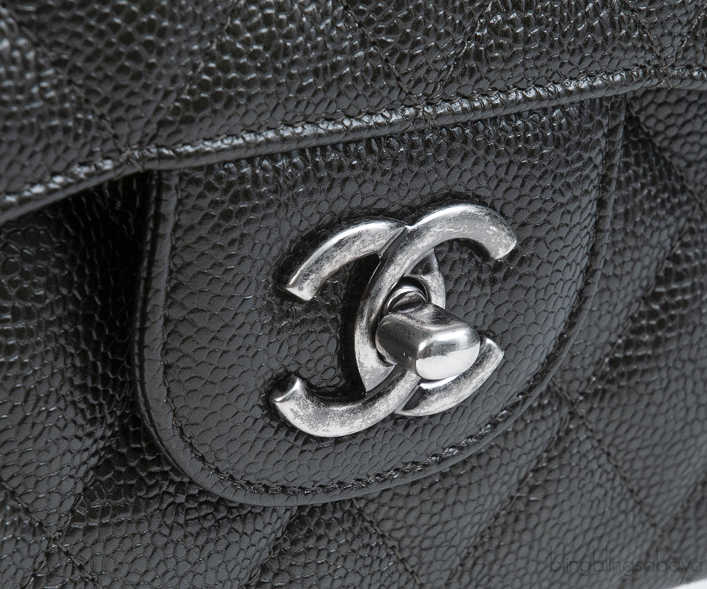 Chanel Charcoal Grey Caviar Jumbo Flap Bag