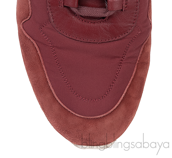 Loro Piana Maroon Nylon and Brown Suede Sneakers