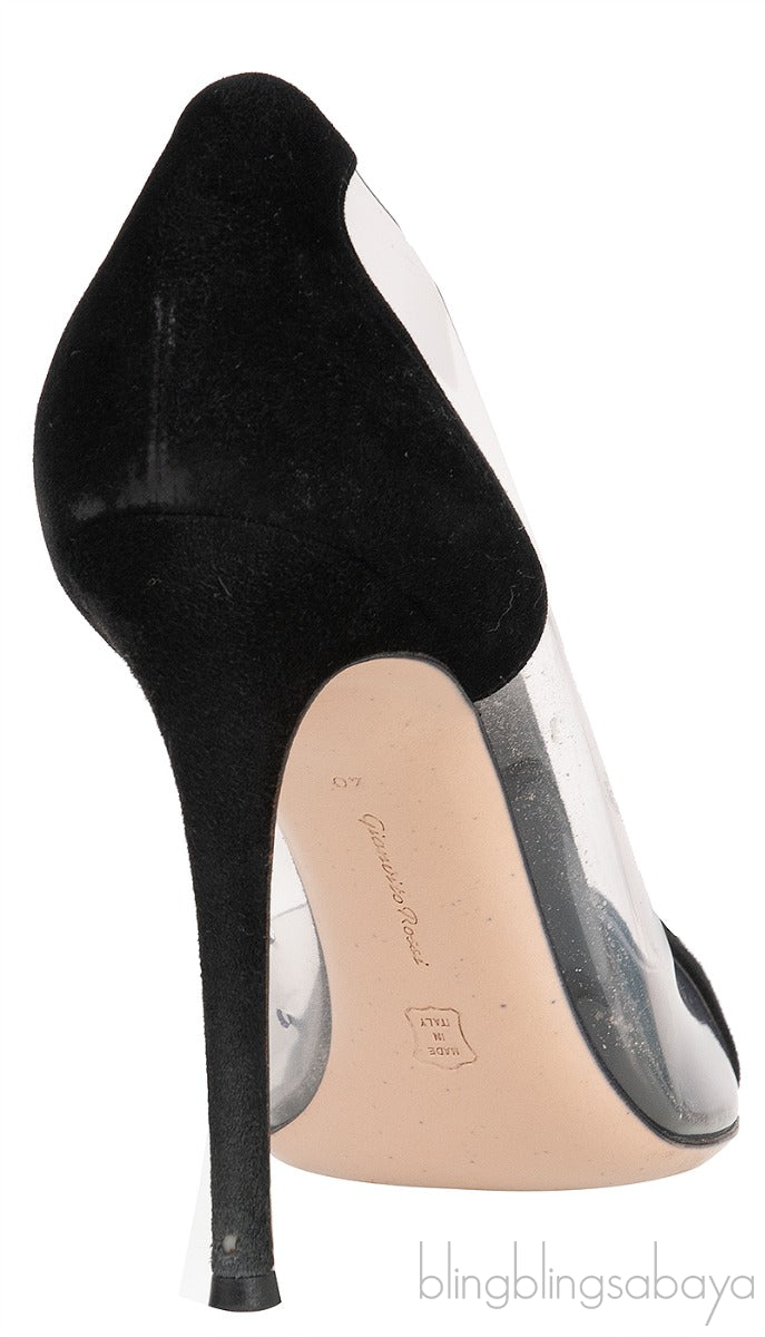 Black Suede PVC Plexi Pump
