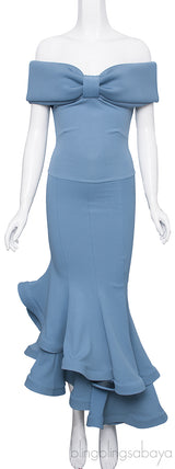 Off-shoulder Blue Grey Dress