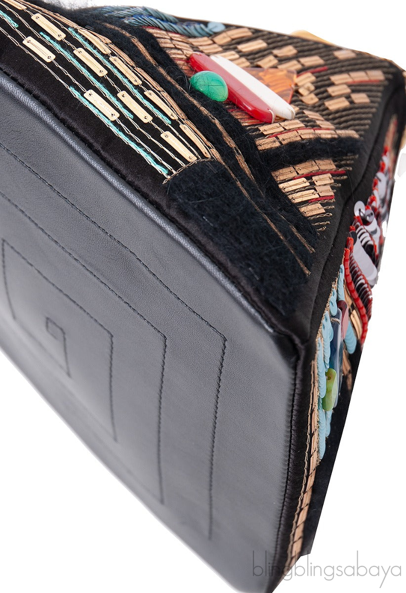 Multicolor Lambskin PVC Glass Pyramid Bag