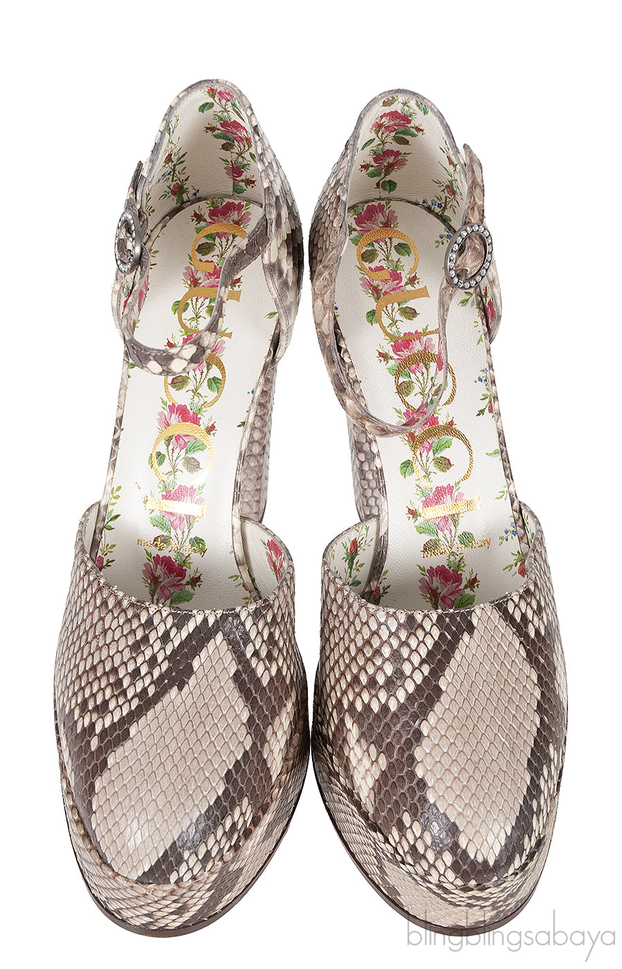 Gucci Natural Python Slingback Heels