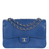 Chanel Classic Blue Python Jumbo Flap Bag