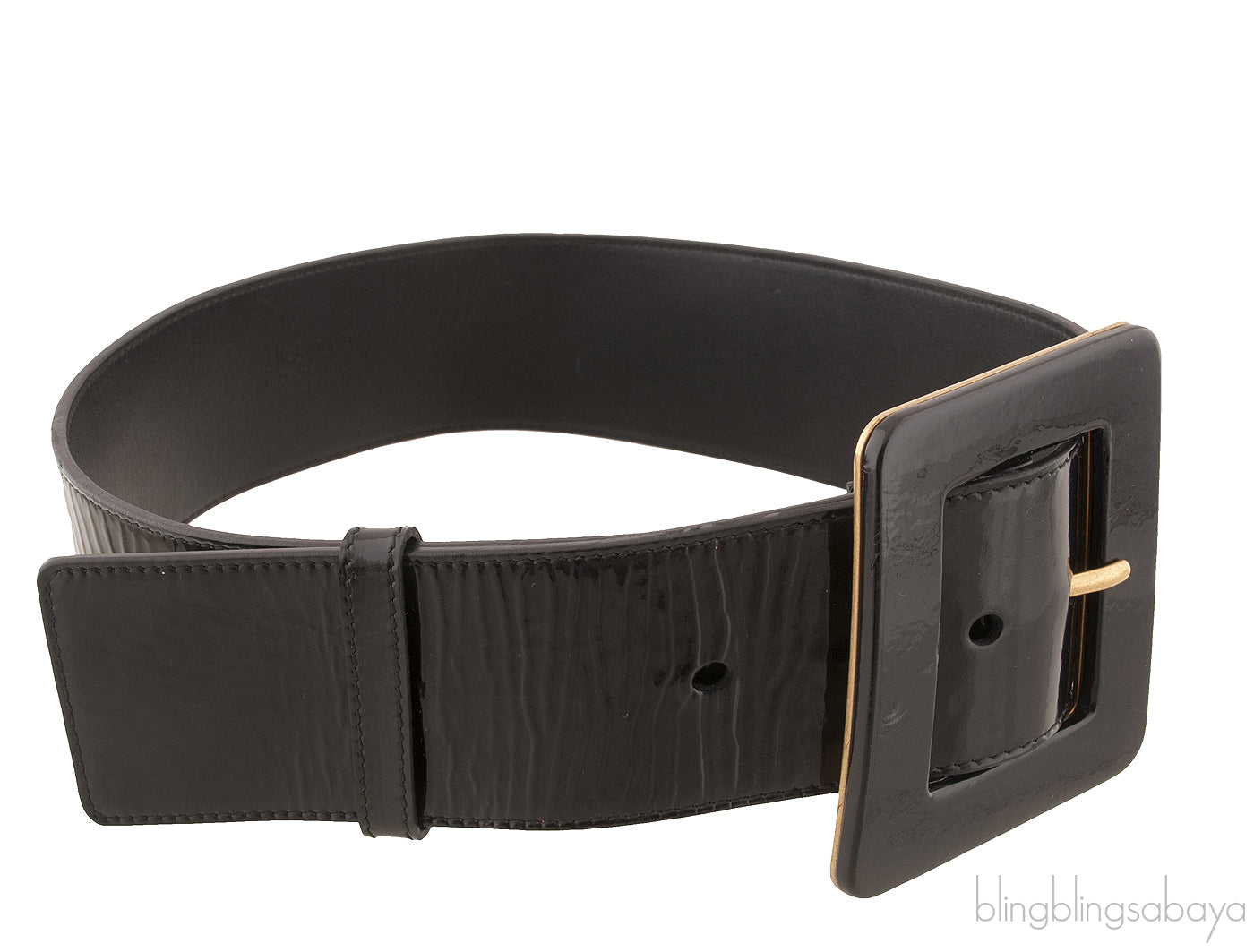 Black Patent Wide Buckle Belt