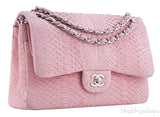 Classic Jumbo Pink Python Flap Bag