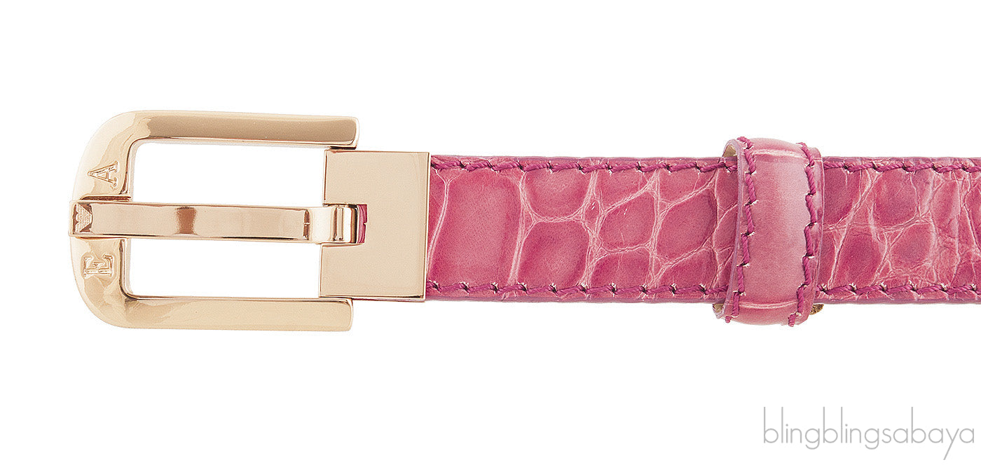 Crocodile Print Pink Leather Belt