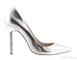 Coco Crystal Silver Metallic Heels