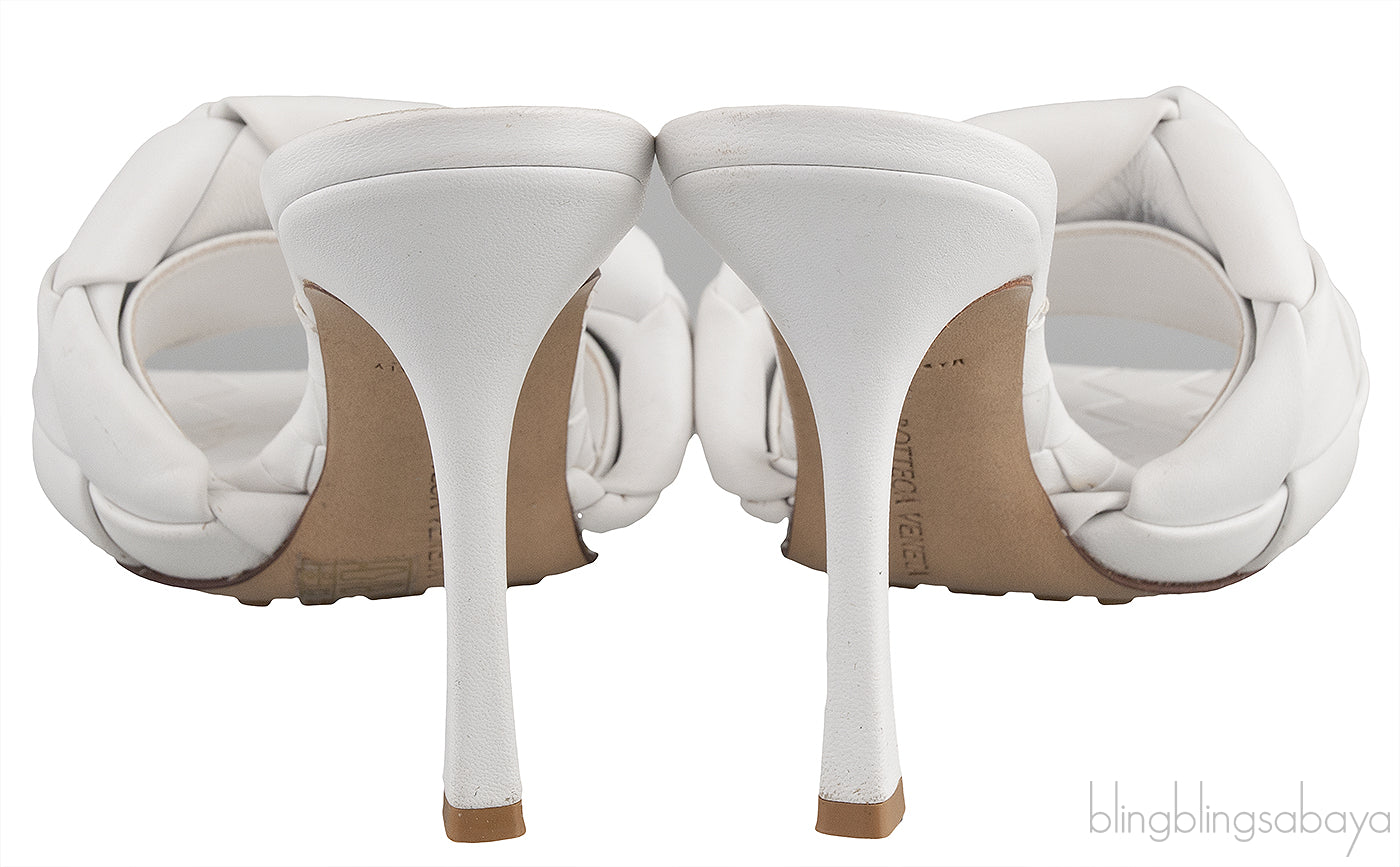 Bottega Veneta White Lido Intrecciato Mules 38