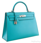 Kelly 32 Bleu Paon Sellier PHW