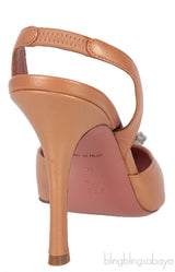 Gold Begum Crystal-embellished Satin Slingback Pump