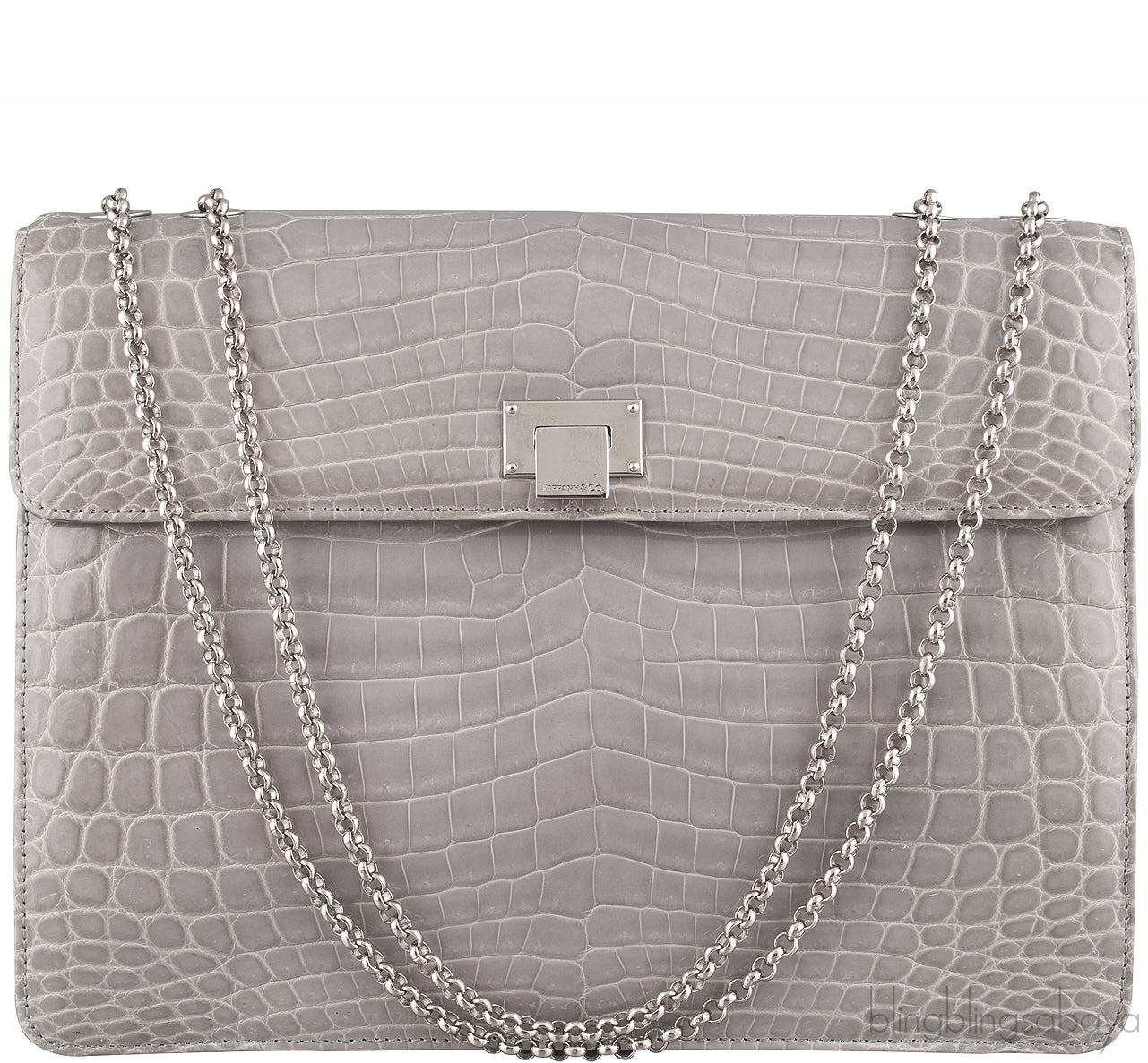 Grey Cornelia Lunch Box Crocodile Bag