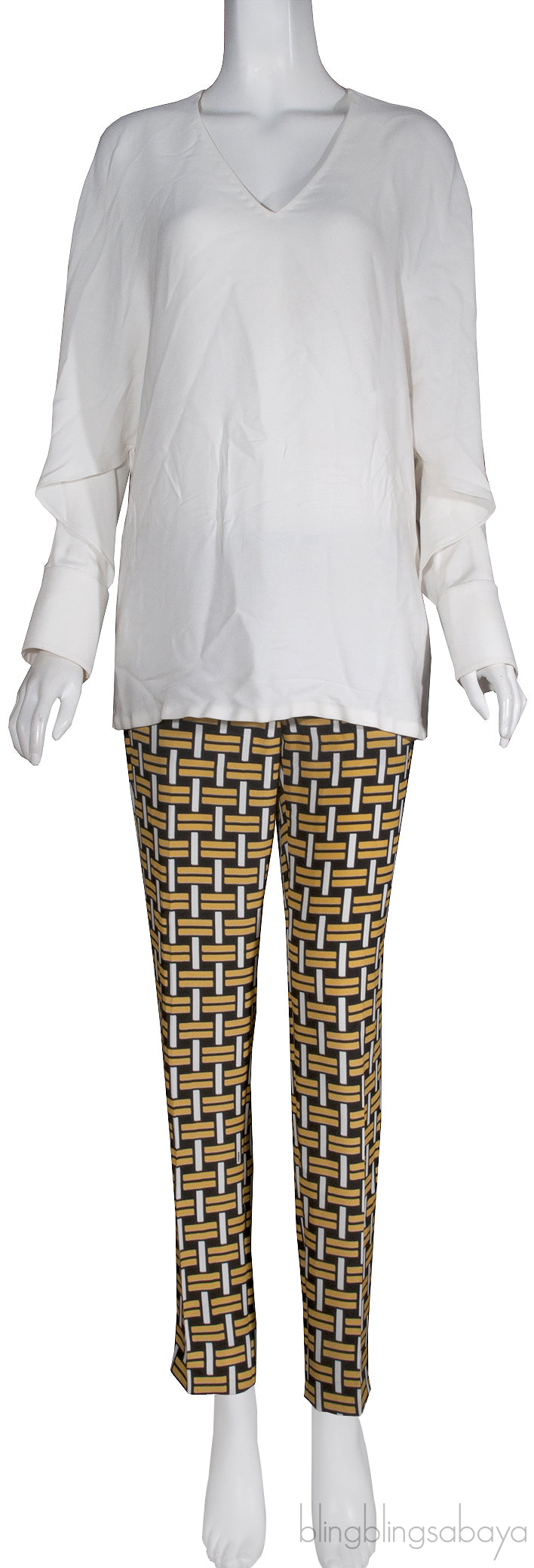 Batwing Sleeves Top & Printed Trouser