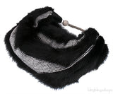 Fur Crystal Black Handbag