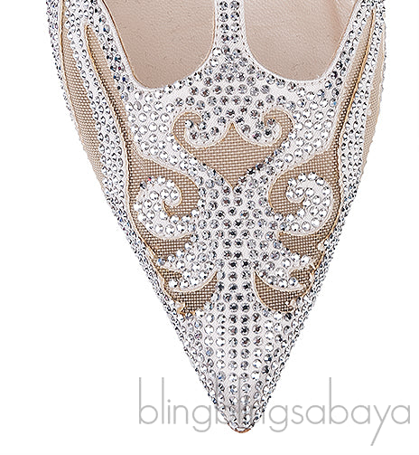 Crystal Emb. Mesh Trimmed Pumps
