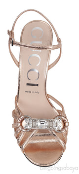 Gucci Rose Gold Metallic Crystal Sandals