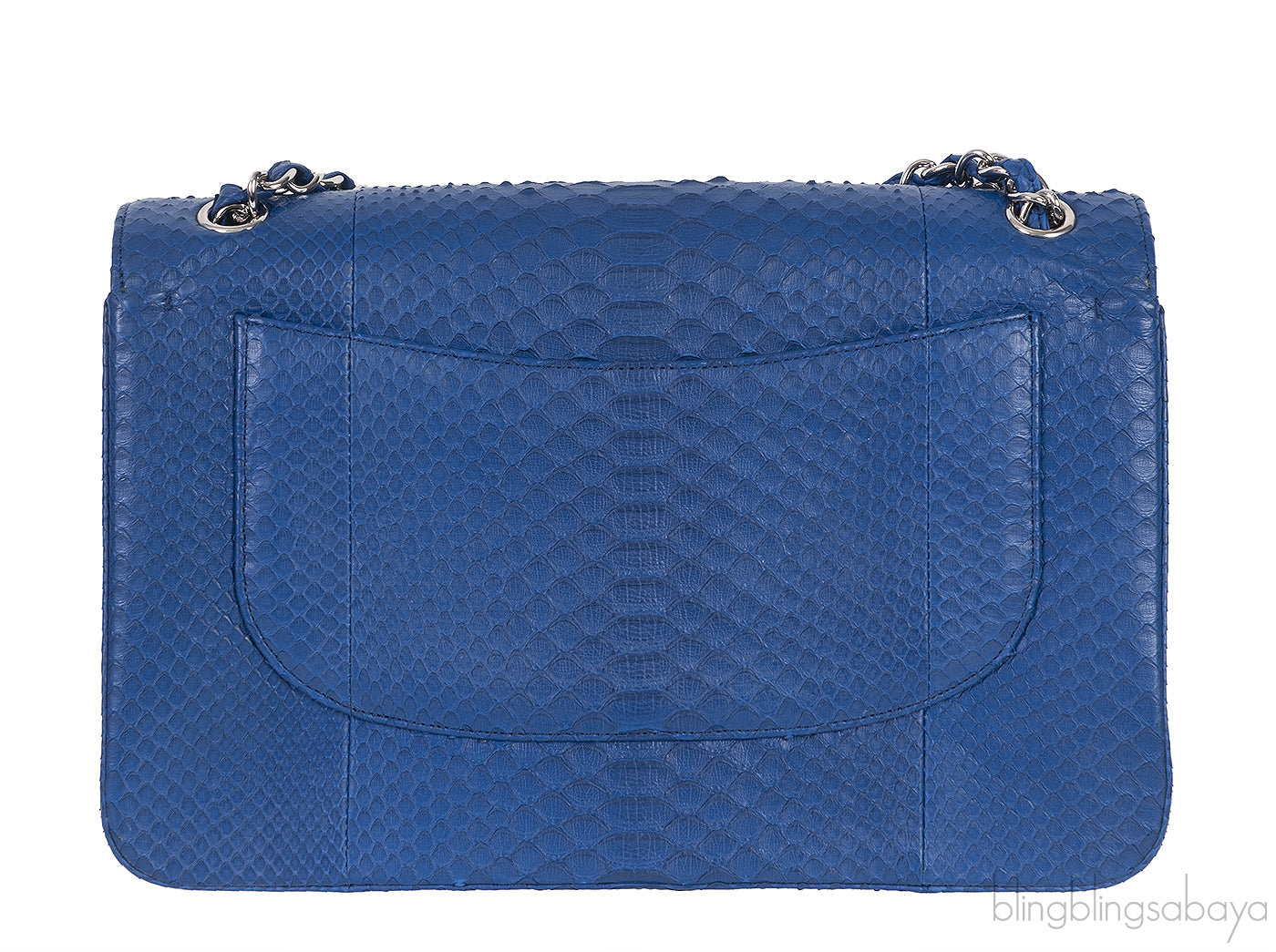 Chanel Classic Blue Python Jumbo Flap Bag