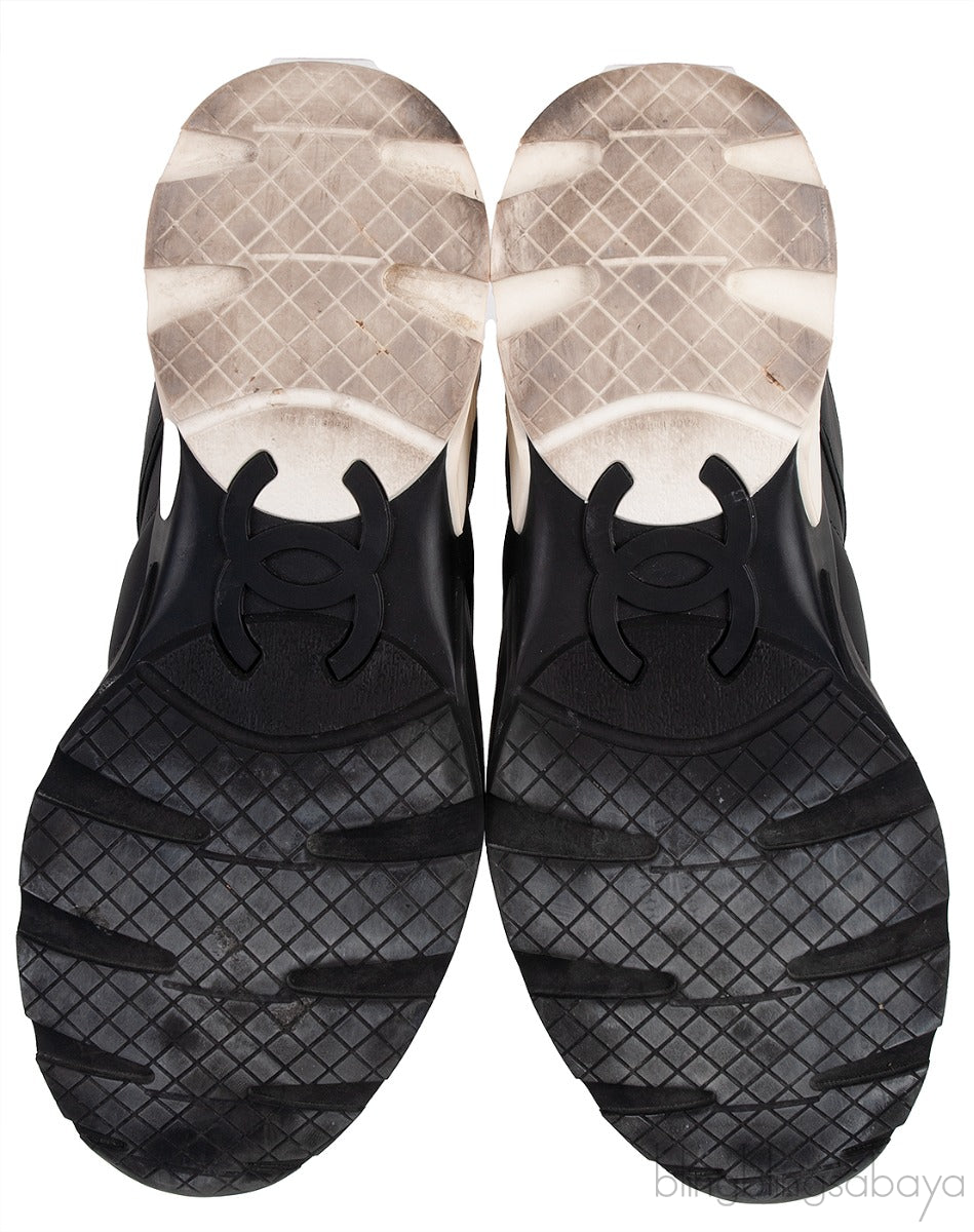 Bi-color White and Black Leather Men Sneakers