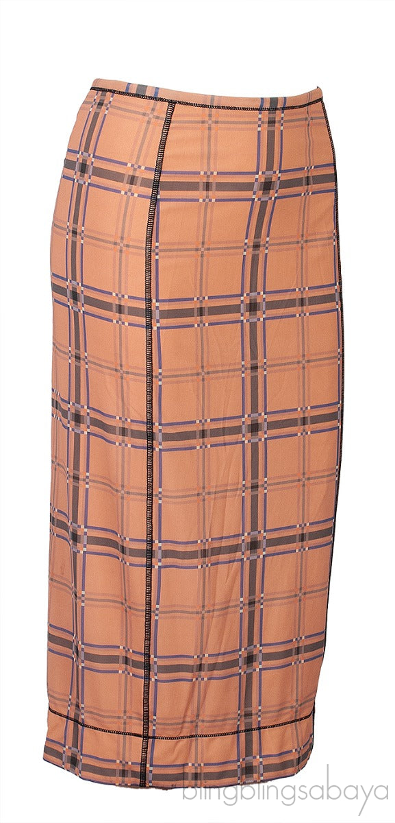 Checkered Printed Stretch Skirt
