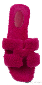 Hermes Fuchsia Oran Teddy Bear Sandals