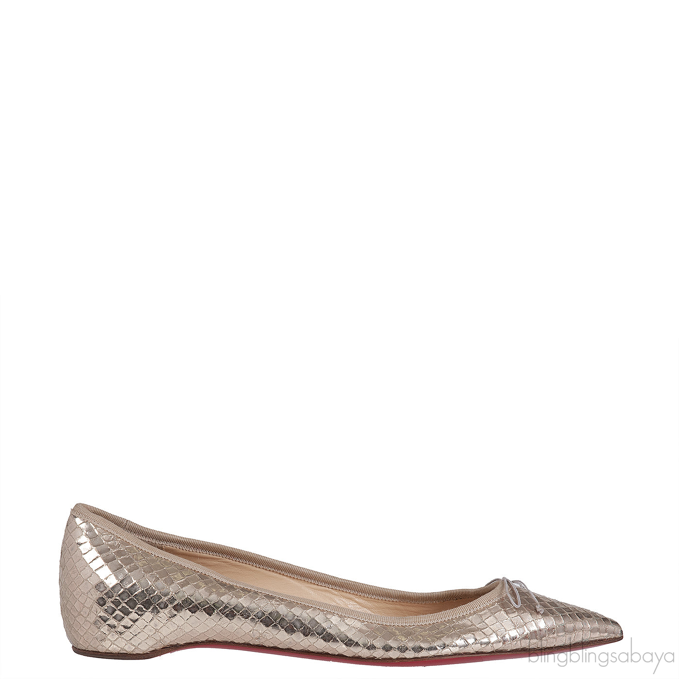 Christian Louboutin Gold Bow Flat Pointed Shoes