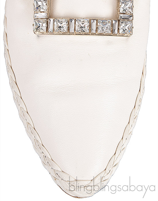 Off-white Crystal Flat Mule