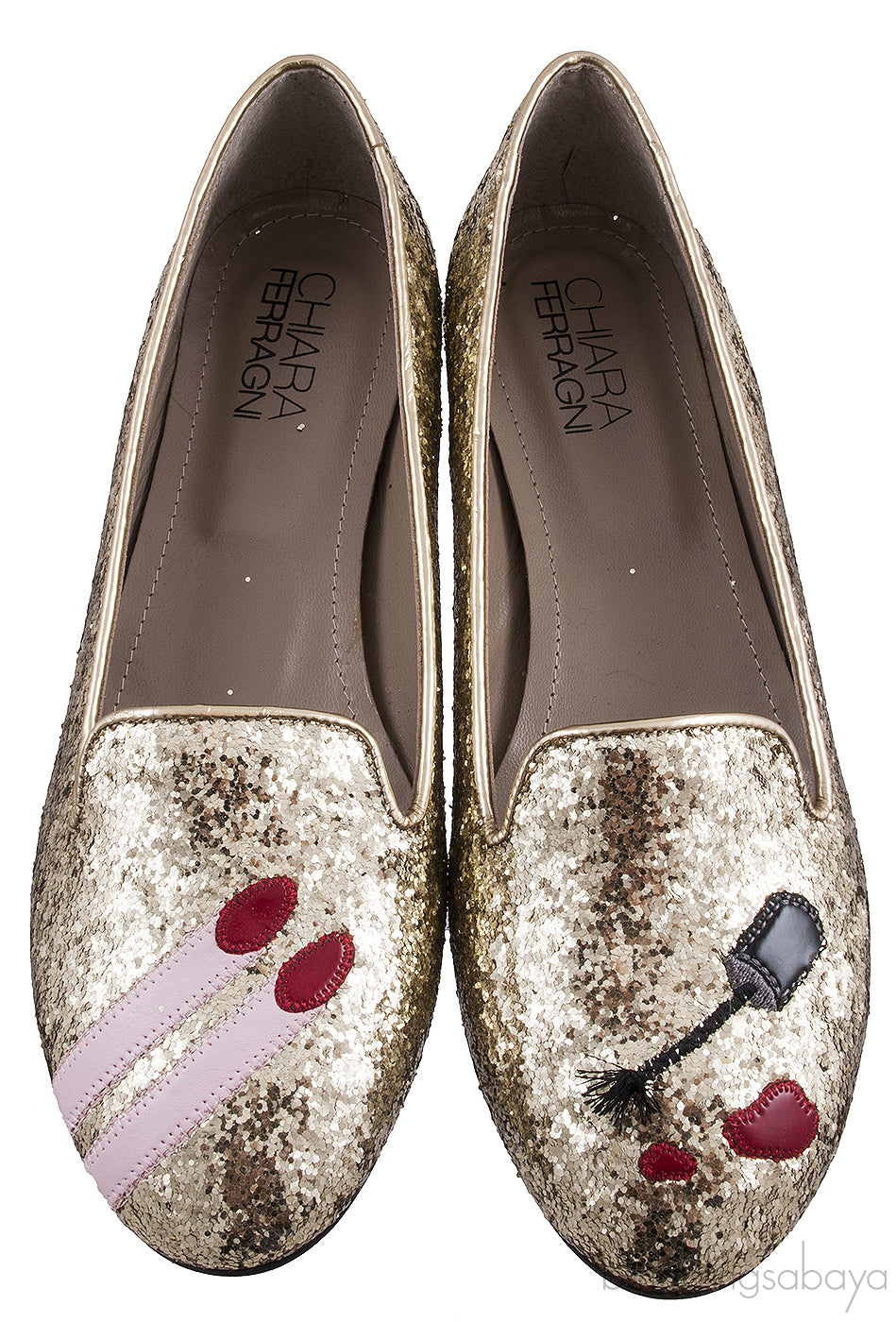 Glitter Nail Polish Gold Flat Shoes