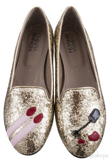 Glitter Nail Polish Gold Flat Shoes