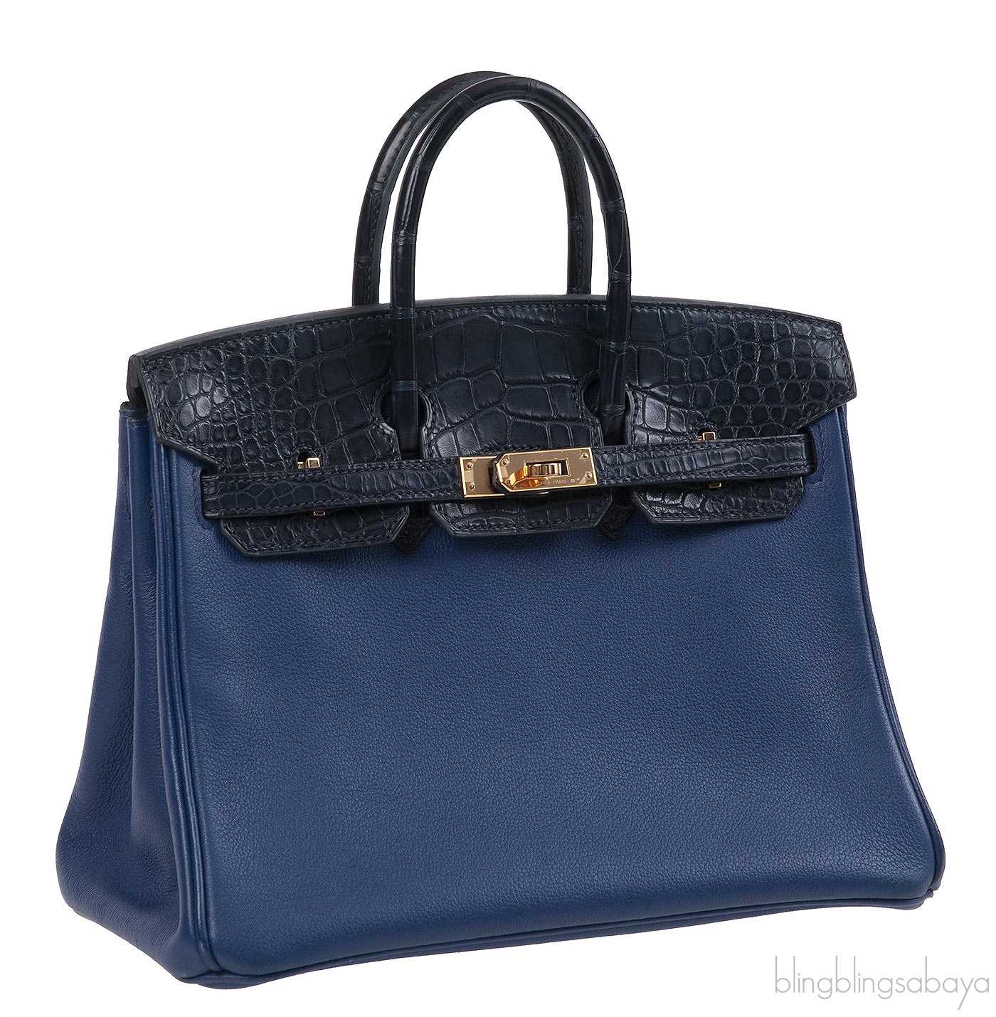 Hermes Birkin 25 Touch Blue Marine Matte Alligator and Blue Sapphire Taurillon Novillo GHW