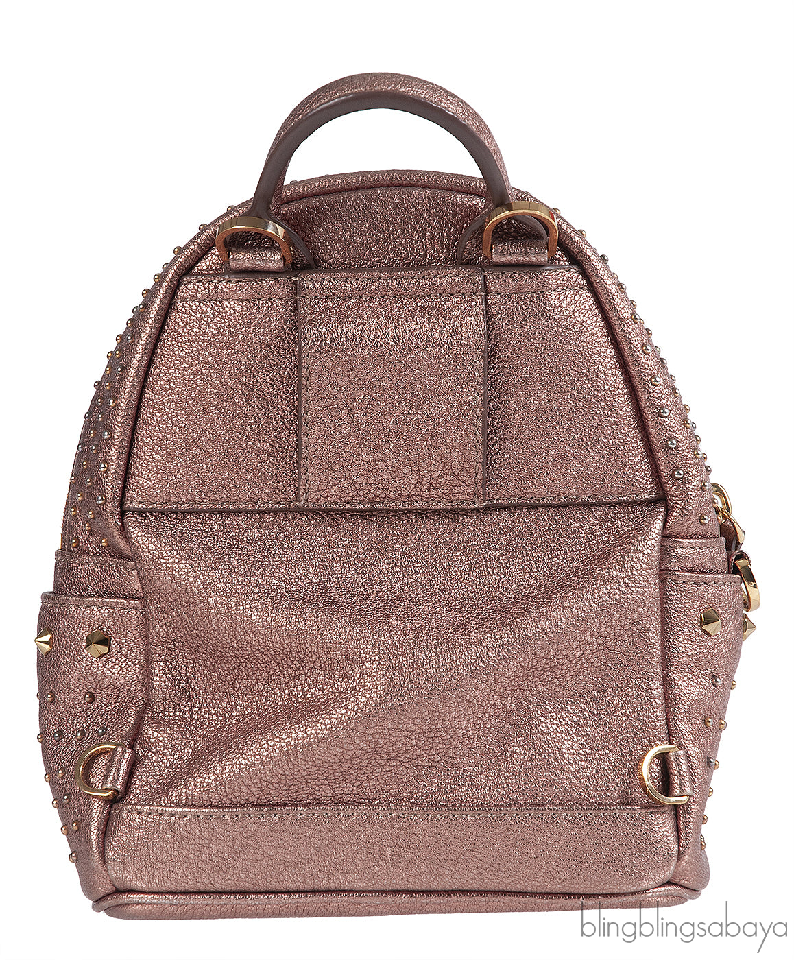 Metallic Leather Studded Mini Backpack
