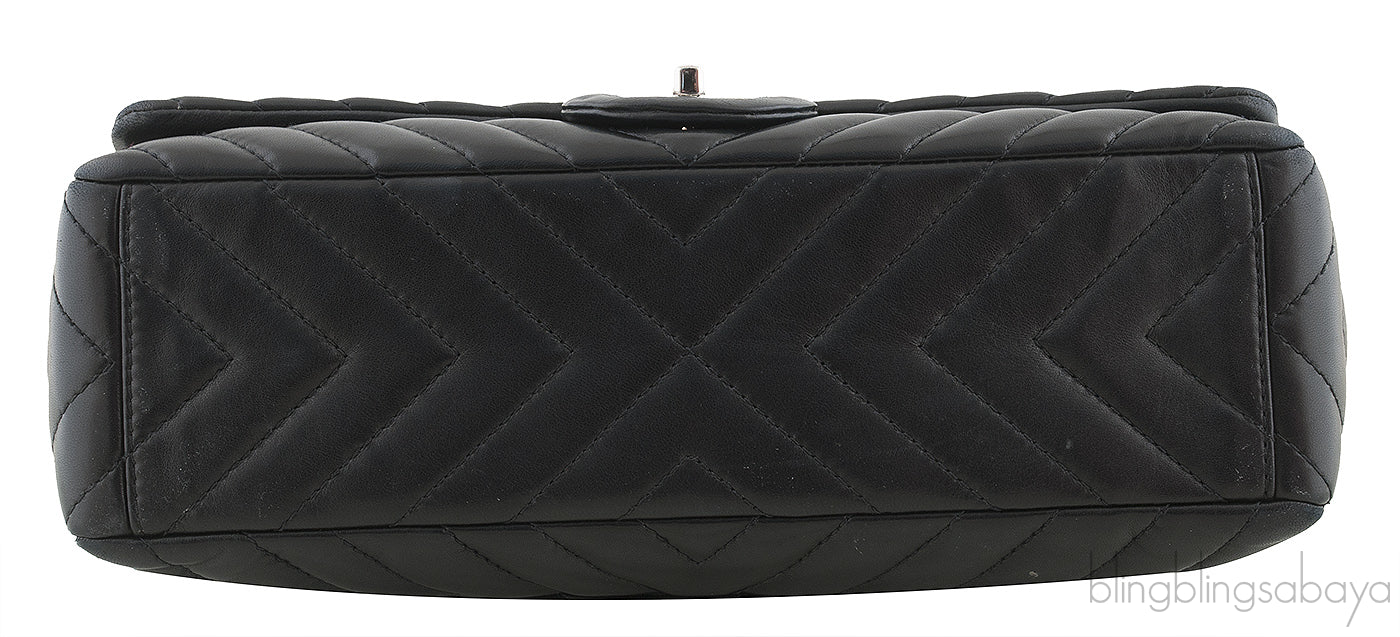 Black Chevron Maxi Flap Bag