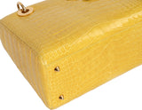Christian Dior Lady Dior Yellow Mimosa Medium Crocodile GHW