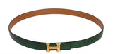 Hermes Vintage H Constance Gold Green Lizard 18 mm Belt