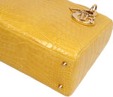 Christian Dior Lady Dior Yellow Mimosa Medium Crocodile GHW