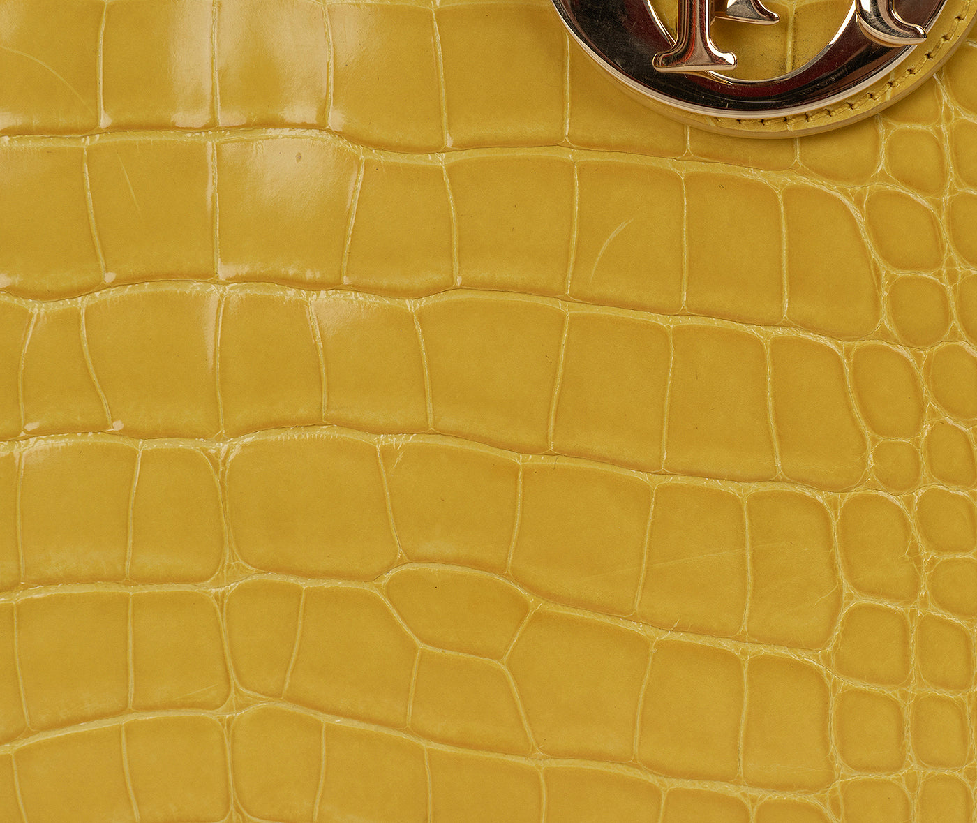 Christian Dior Lady Dior Yellow Mimosa Medium Crocodile GHW