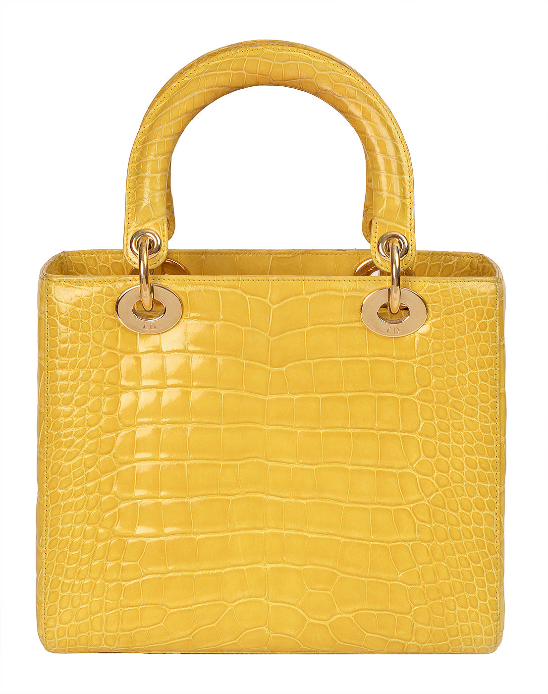 Christian Dior Lady Dior Yellow Mimosa Medium Crocodile GHW