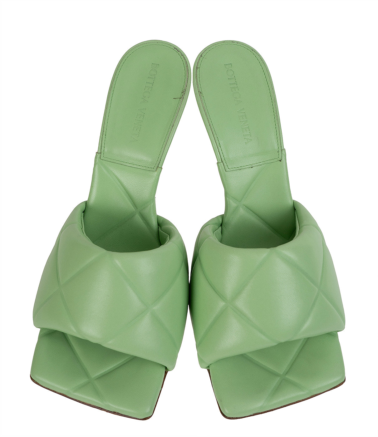 Bottega Veneta Mint Green Nappa Quilted Lido Mule Sandals 38
