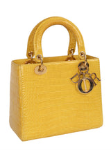Christian Dior Lady Dior Yellow Mimosa Medium Crocodile GHW