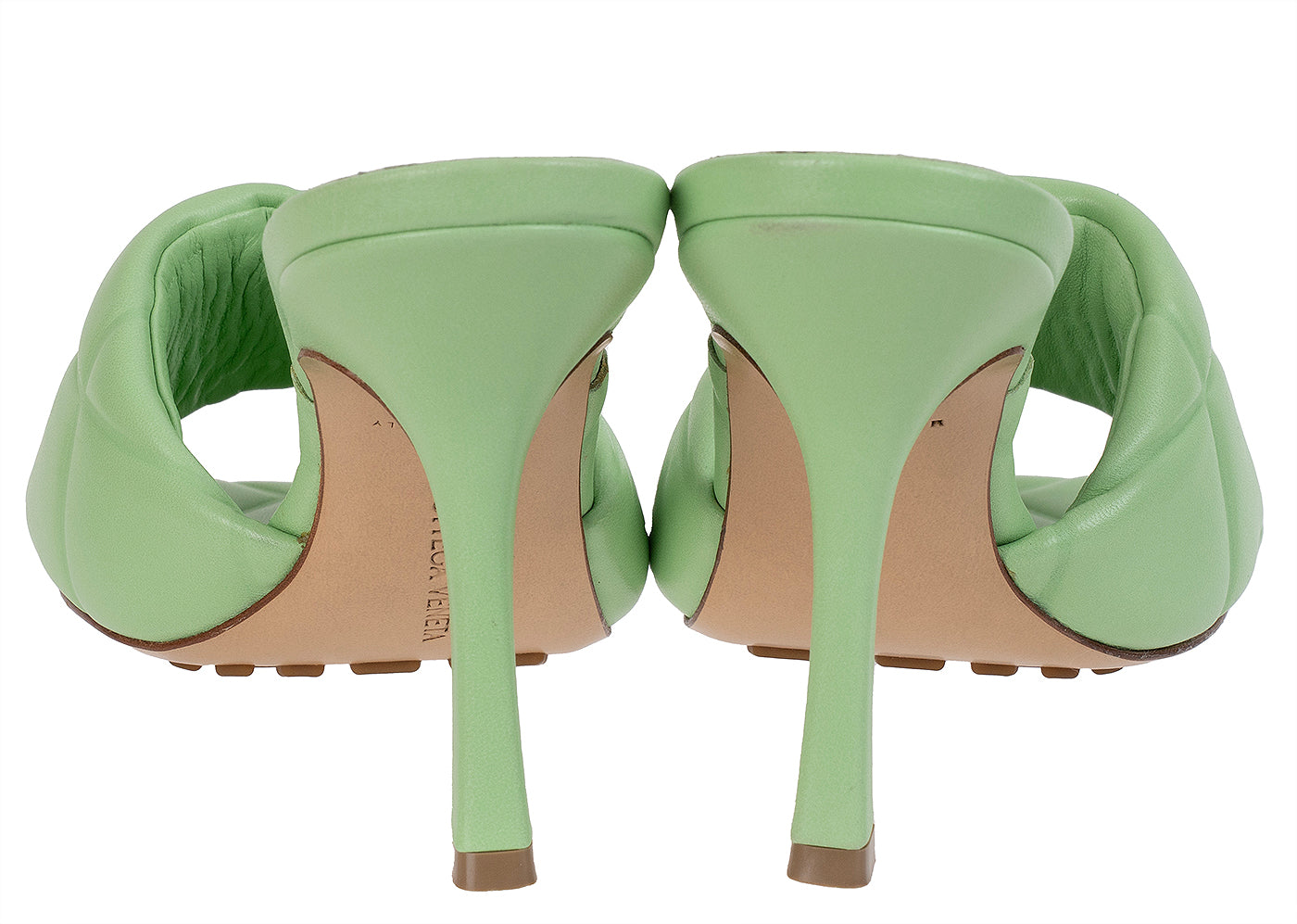 Bottega Veneta Mint Green Nappa Quilted Lido Mule Sandals 38