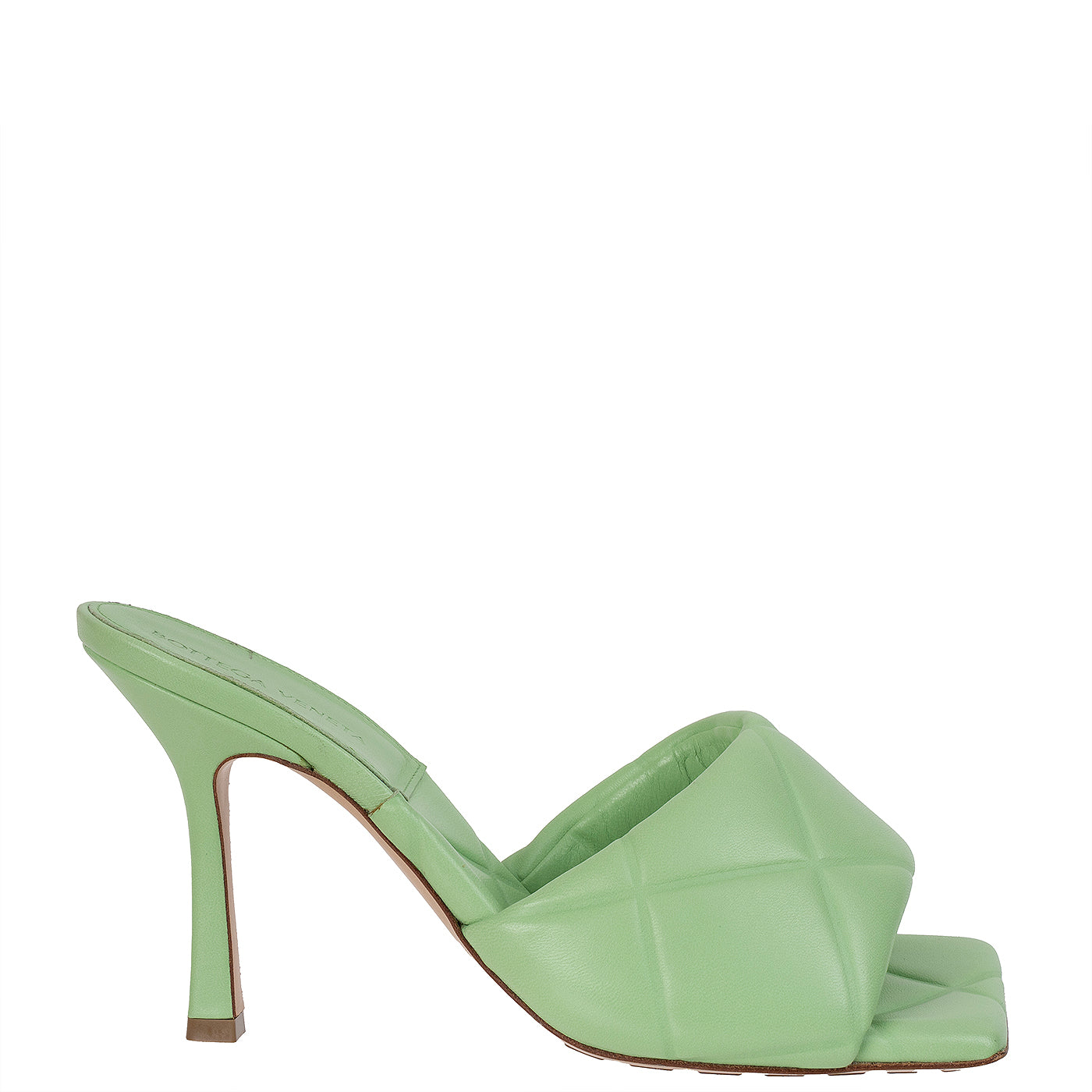 Bottega Veneta Mint Green Nappa Quilted Lido Mule Sandals 38