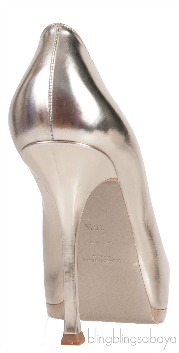Light Gold Tribtoo Leather Pumps