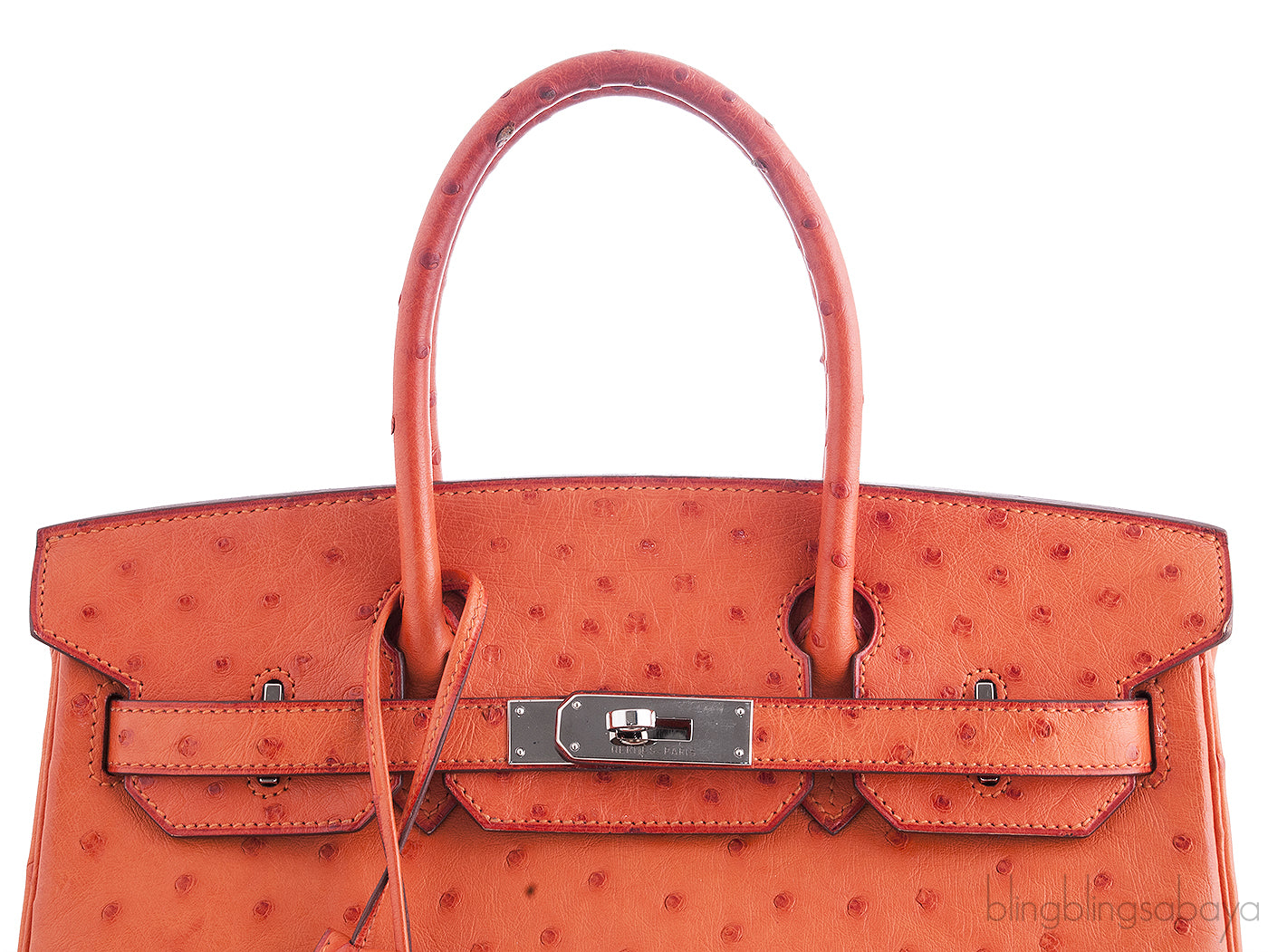 Birkin 30 Orange Ostrich PHW