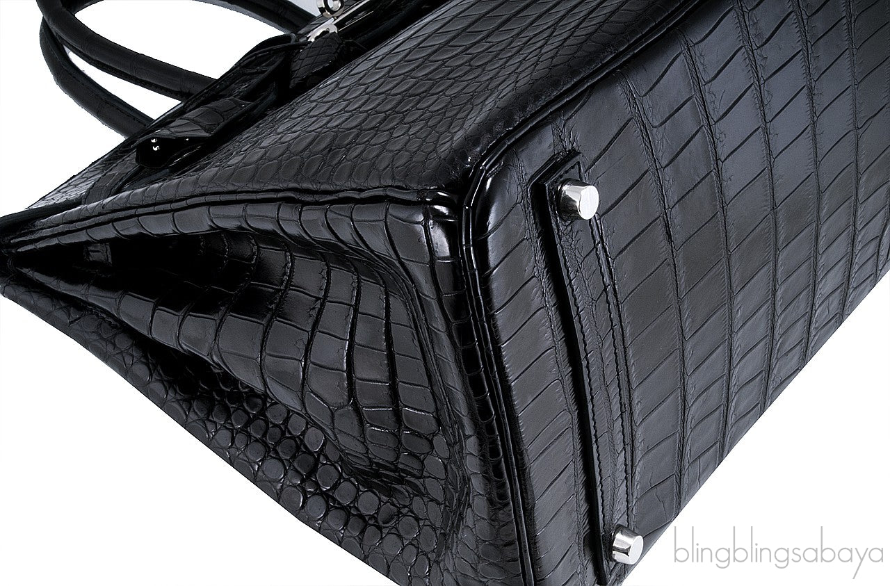 Birkin 35 Black Matte Crocodile PHW