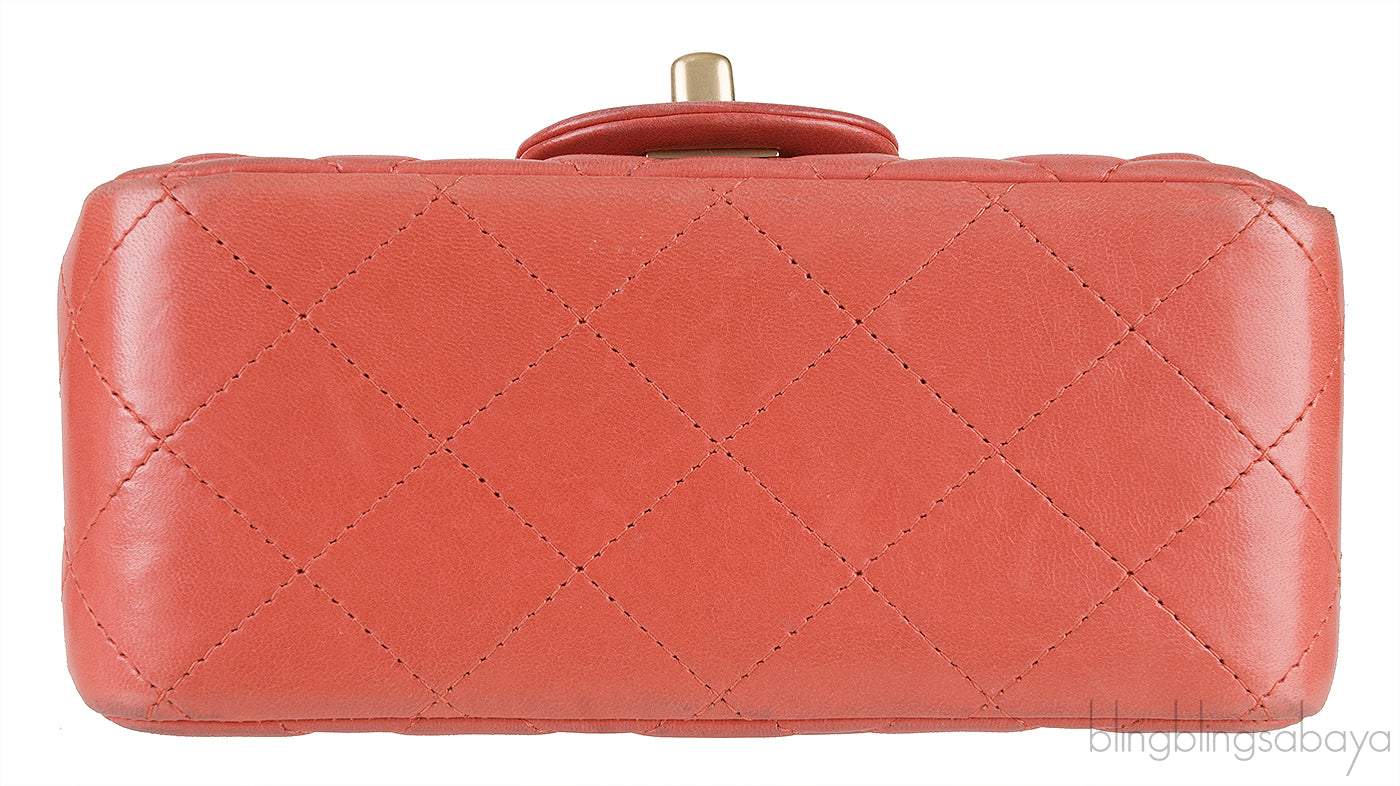 Coral Quilted Mini Flap Bag